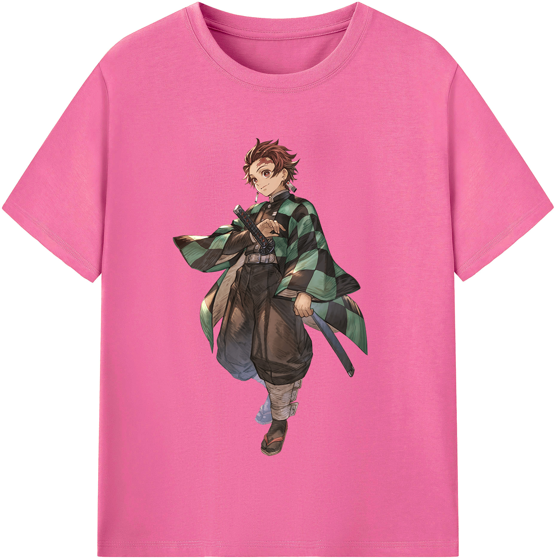 （画像用） 鬼滅の刃 竈門 炭治郎／かまど たんじろう Kamado Tanjirou レディースカジュアルプリントTシャツ（綿100％）